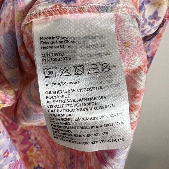 H&M Floral Button Up Collared Shirt Women’s Size‎ Small Colorful Boho Artsy - Picture 7 of 10